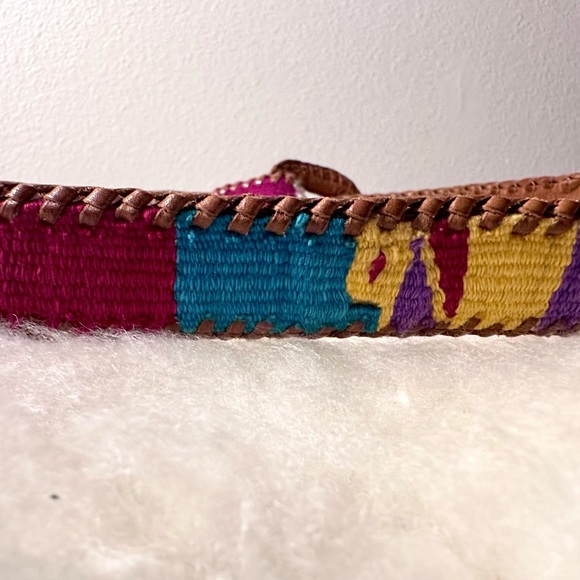 Brown Woven Leather Belt with Colorful Accents - Picture 5 of 6